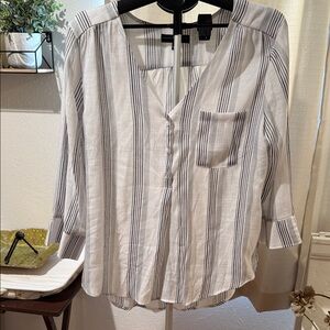 Fred David White and Black Striped Blouse